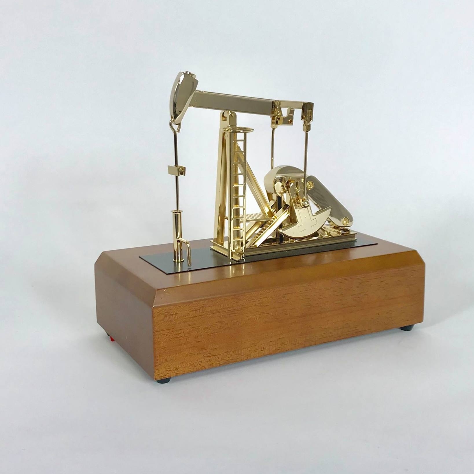 Working Oil Pump Jack with Derrick & Storage Tanks – Gold Plated Brass ...