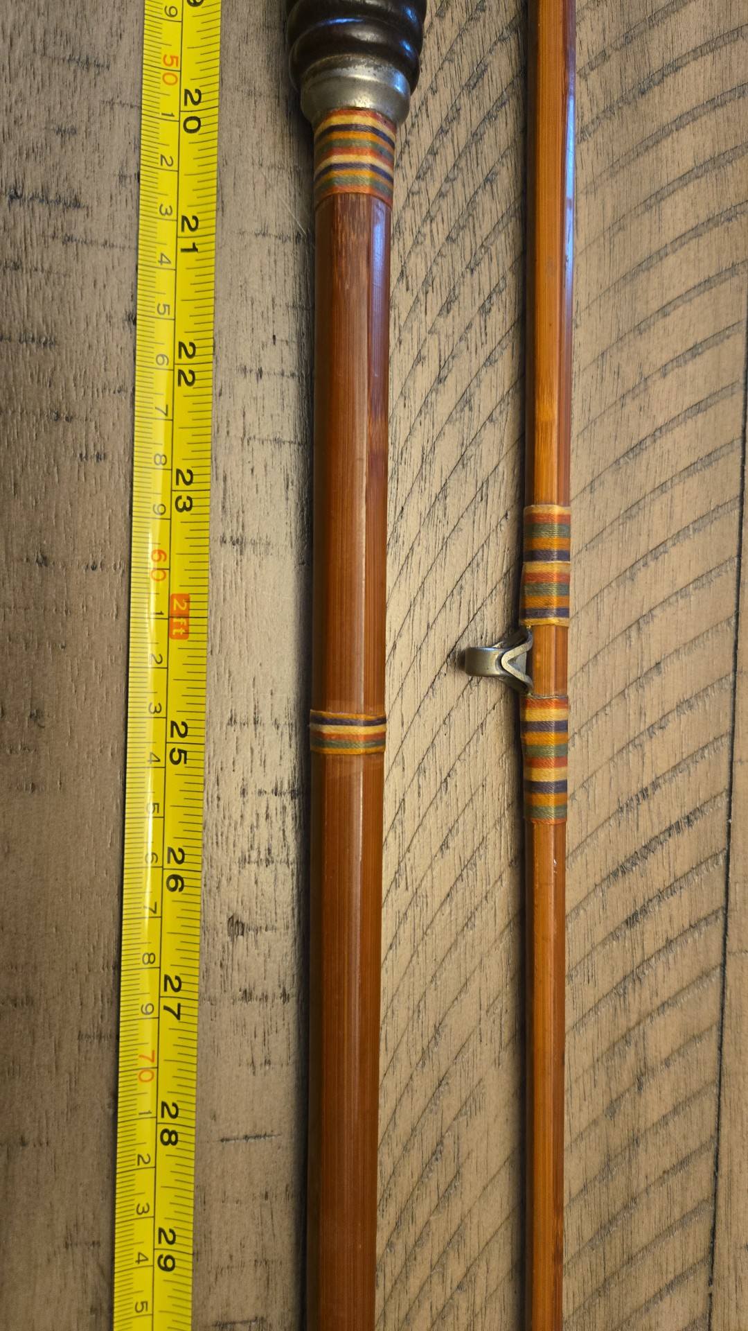 antique bamboo fishing pole 6 sided Carlson, C.W. Thomas Four 7'6" 3/2 6wt Rod 1950's Vintage, Sakura Hexagonal Bamboo