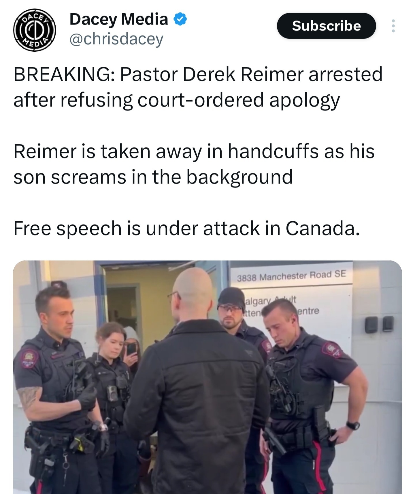 Right - Calgary pastor Derek Reimer was arrested yesterday because he ...