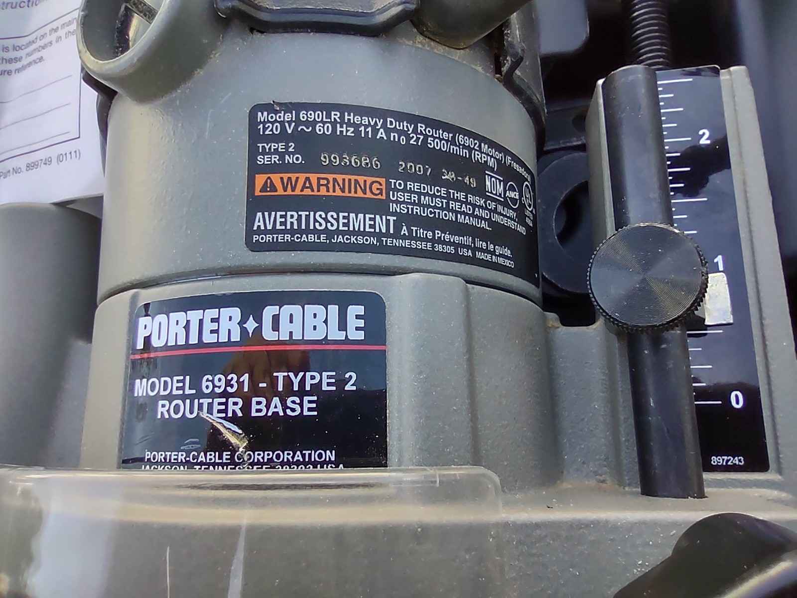 PORTER CABLE ROUTER 6931- PLUNGE - IN HARD CASE with MANUAL - Routers ...