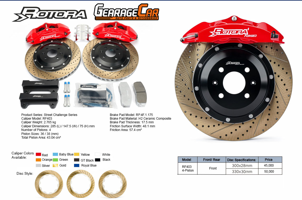 Gearage - ROTORA BIG BRAKE KIT (4 Pots) RF403 4-Pots Caliper Set ...