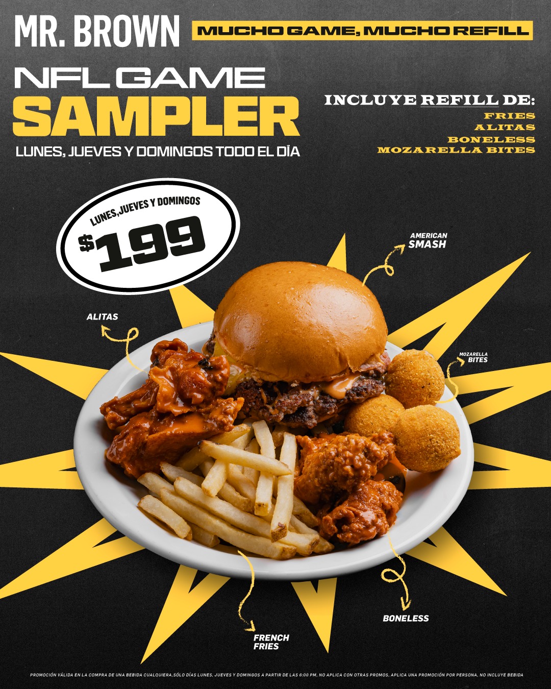 Mr. - 🏈🔥 Game Day Sampler $199 Porque el hambre también juega en equipo ...