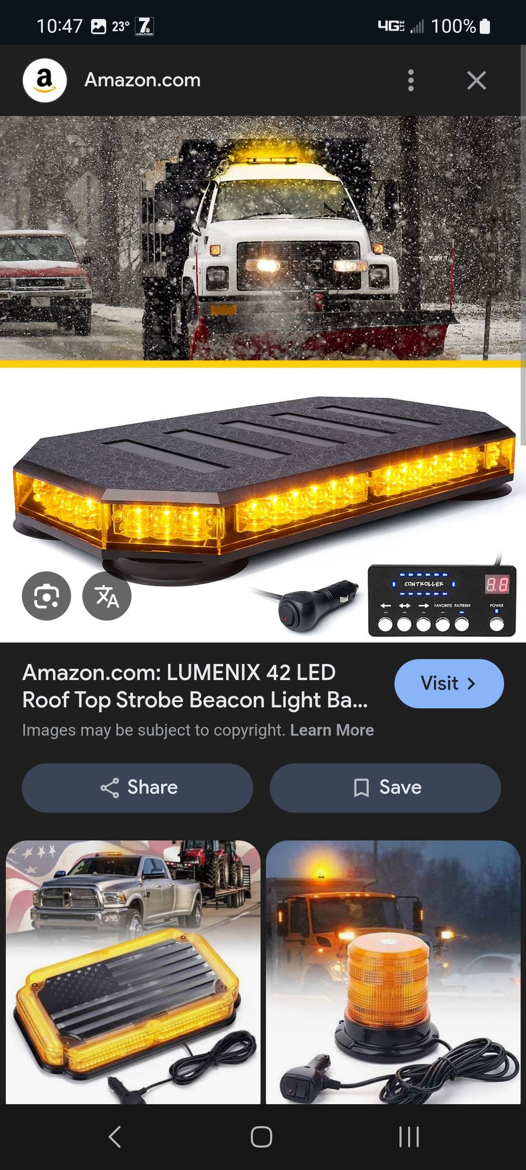 LUMENIX 48 Inch Amber Rooftop Strobe Emergency Lights Bar
