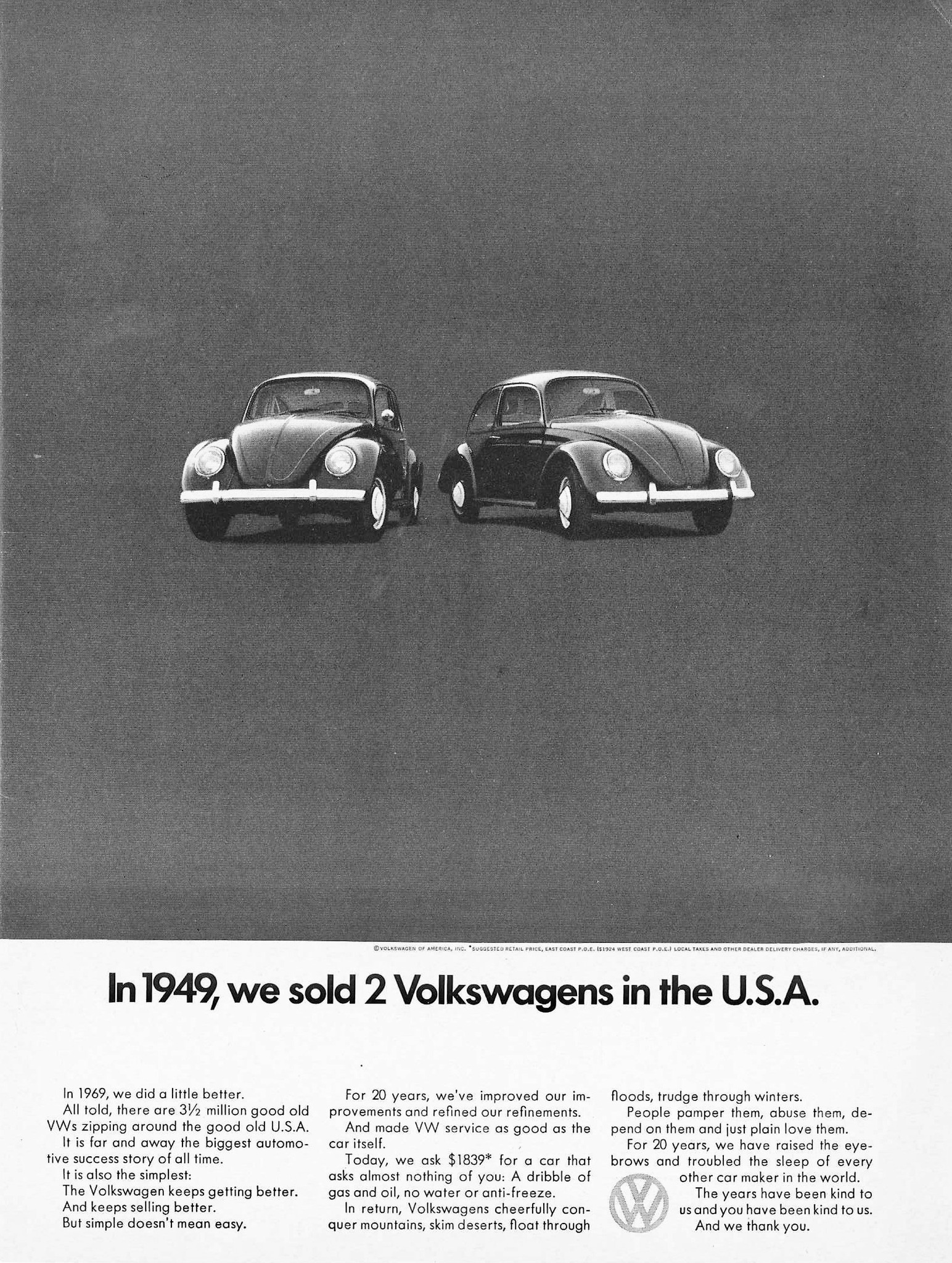 Volkswagen of America - 1970 ad