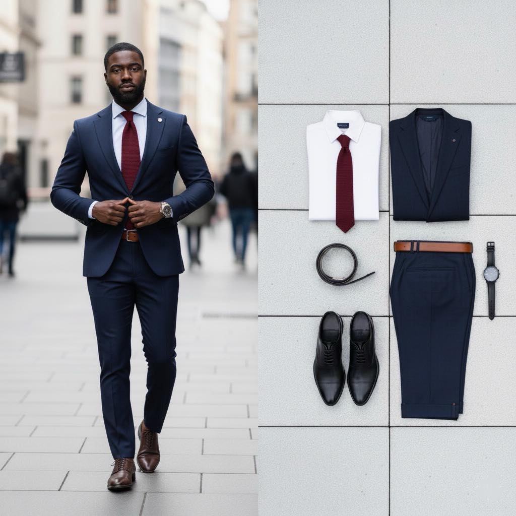 navy suit burgundy dress Commanding elegance 🔥—navy suit, white shirt, and tie for a powerful, timeless business look subcat_Long-Sleeved-Dresses Jewel Love this Wisconsin Size:10-11Y Women Suits. Dress shirt