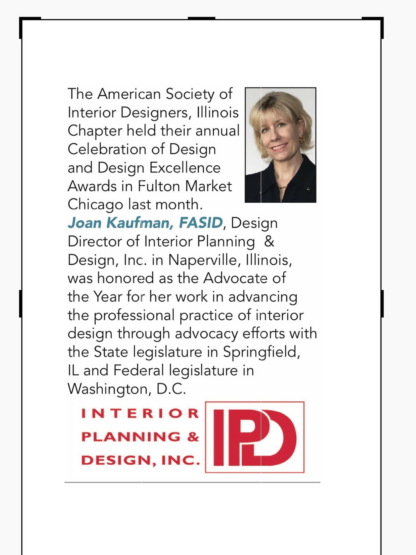 Interior - Thank you ASID for this prestigious award I am deeply ...