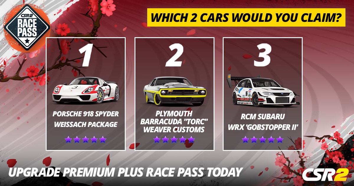 CSR Racing - Which 2 cars would you claim? Upgrade to Race...