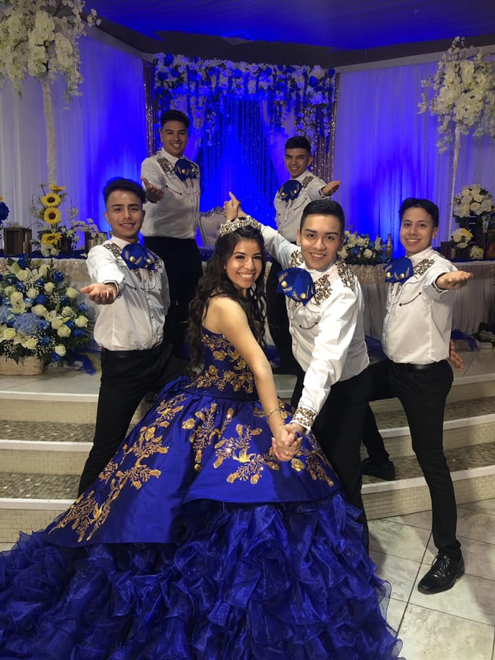 blue ranchero quince dress Highclass chambelanes with a little flavor with the lovely Gloria Ponce!! ✨✨ #highclass #chambelanes #quinceañera #chambelanesguapos #quince #xv #beautiful decorated with floral embroidered Models:Model 3 Womens dresses FILTER BY/BY SIZE/M Portia and Scarlett PS25985C