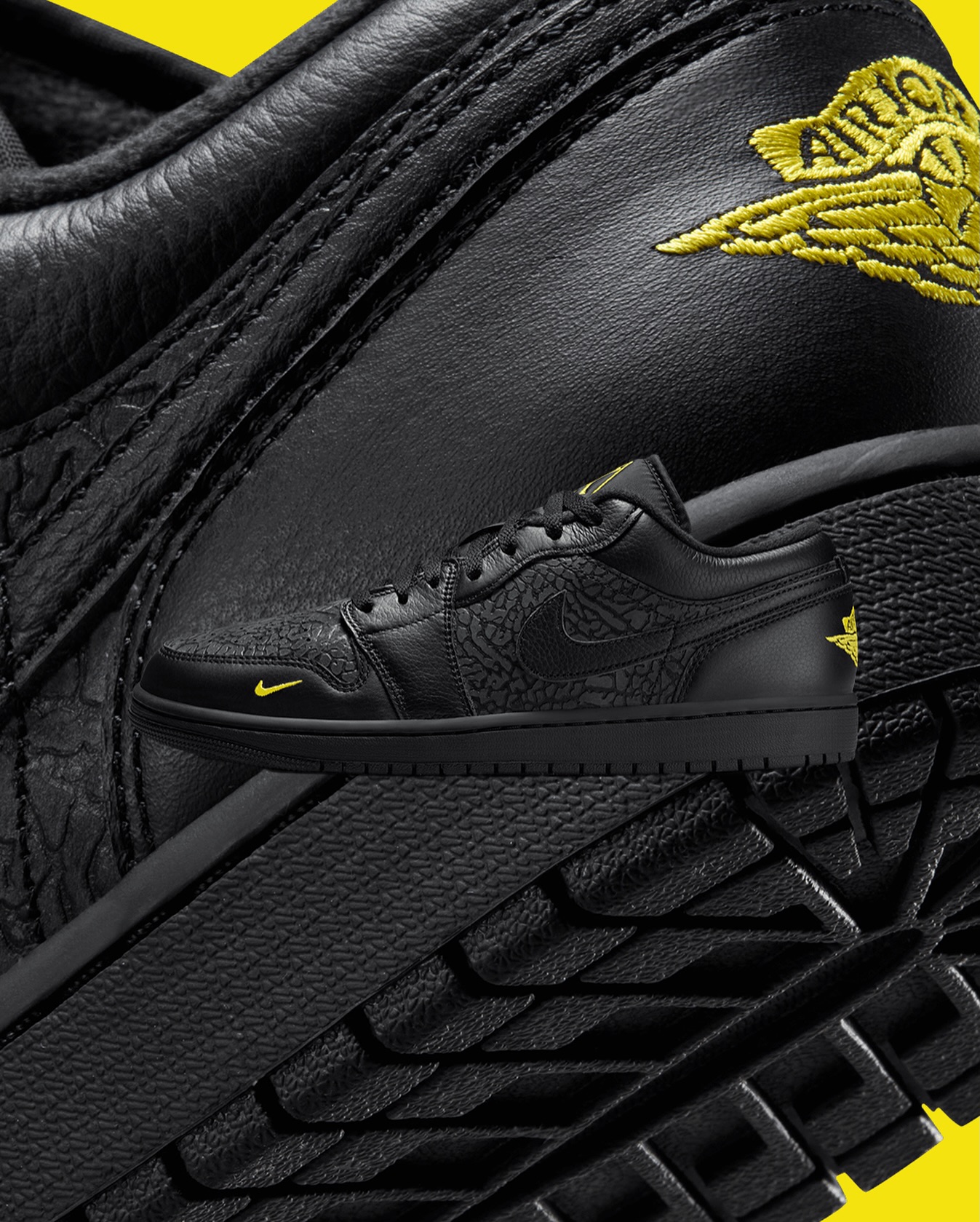 ?NEW IN? AIR JORDAN 1 LOW SE BLACK/TOUR YELLOW-ANTHRACITE 