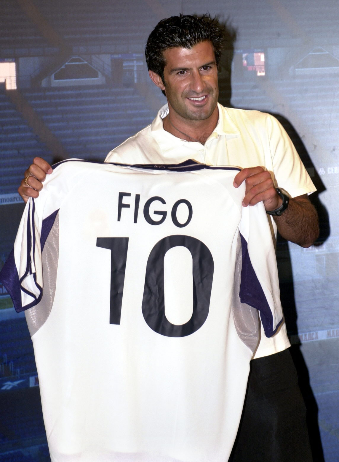 Luis Figo number 10 Real Madrid home shirt from 2001 season. Good