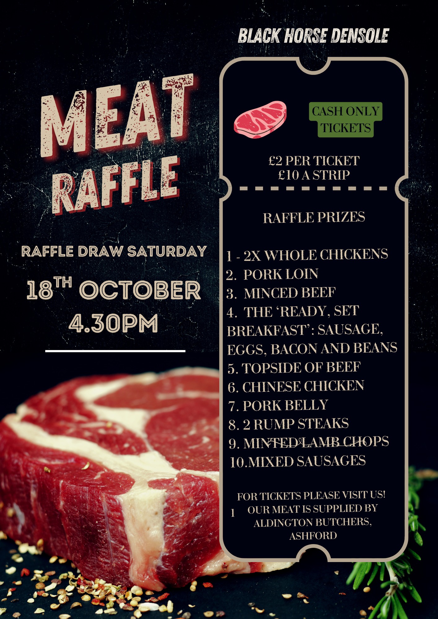 *Our meat raffle is back* Each... - Black Horse Densole | Facebook