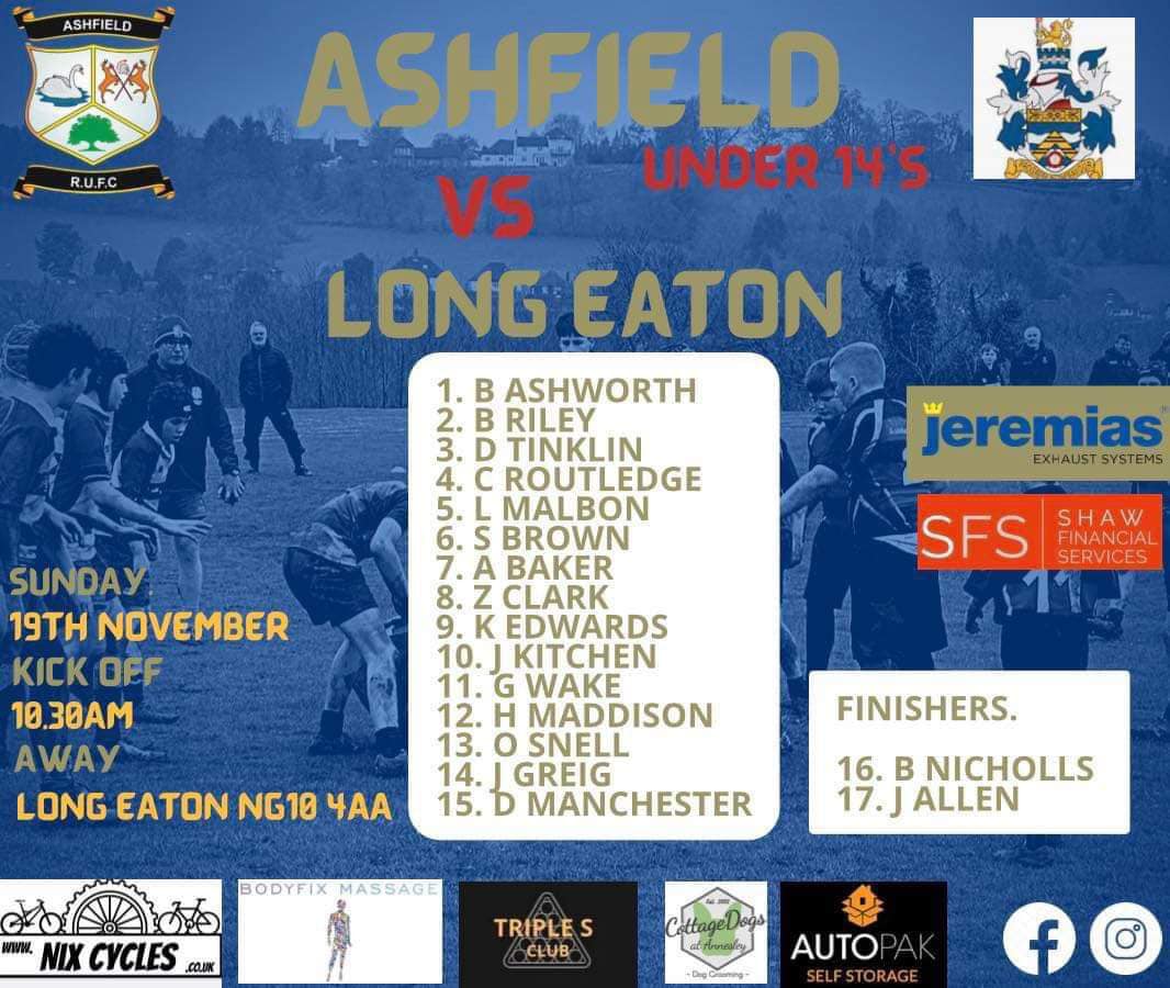 Ashfield RUFC - Our Ashfield U14’s travel away to Long... | Facebook