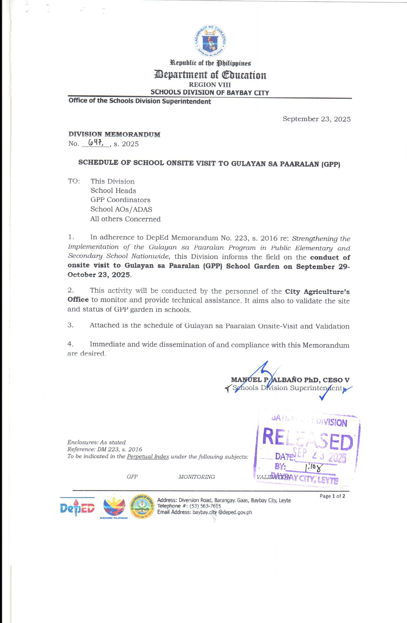 Recs Senag - DM NO 643, S. 2025 SCHOOL-BASED FEEDING... | Facebook