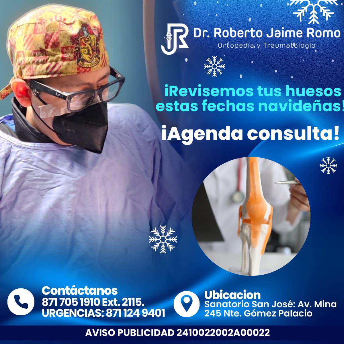 Dr. Roberto Jaime Romo Ortopedia y Traumatología | Gómez Palacio
