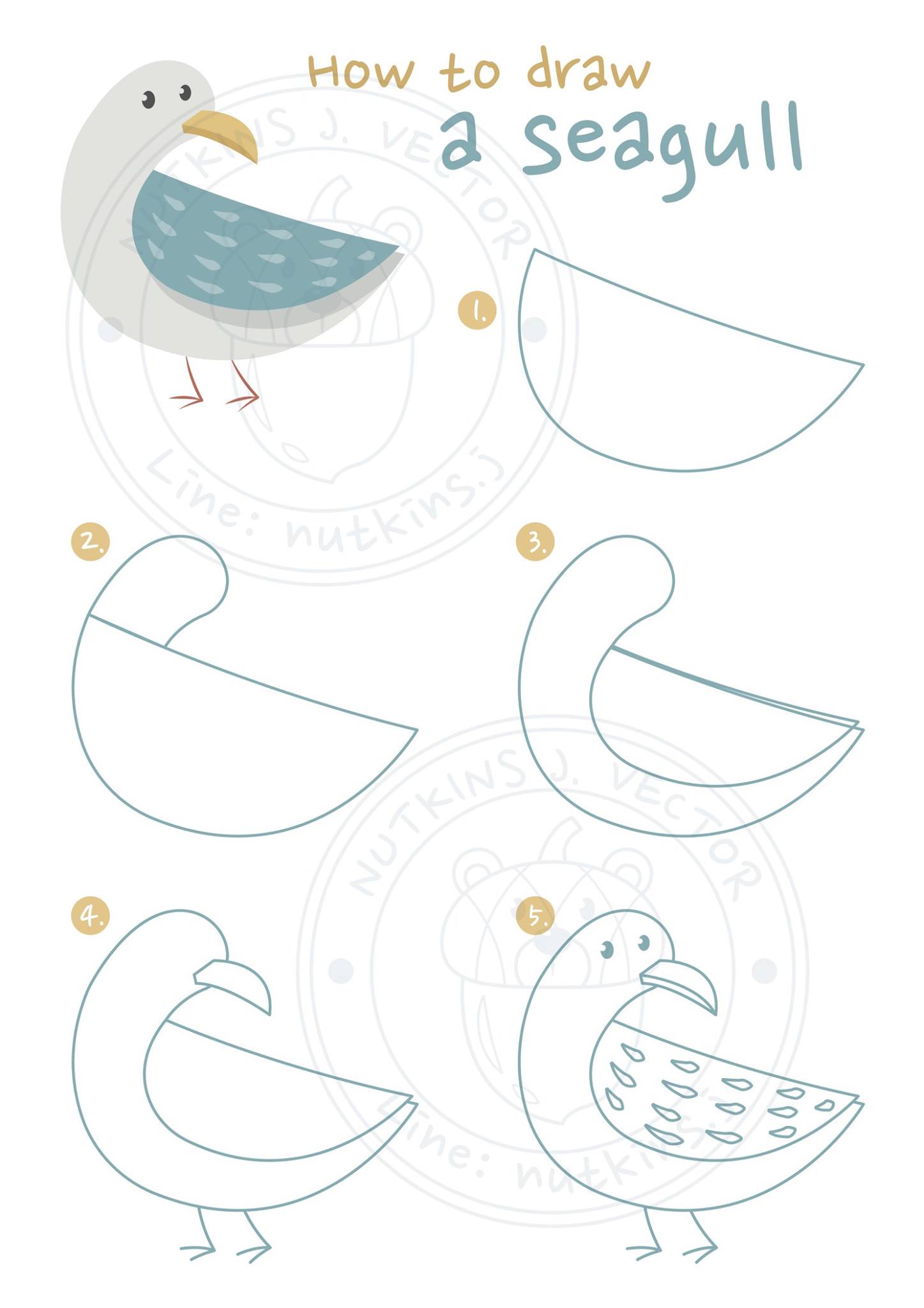 วิธีวาด #นกนางนวล นกทะเล (How to draw... - Nutkins J. Vector | Facebook