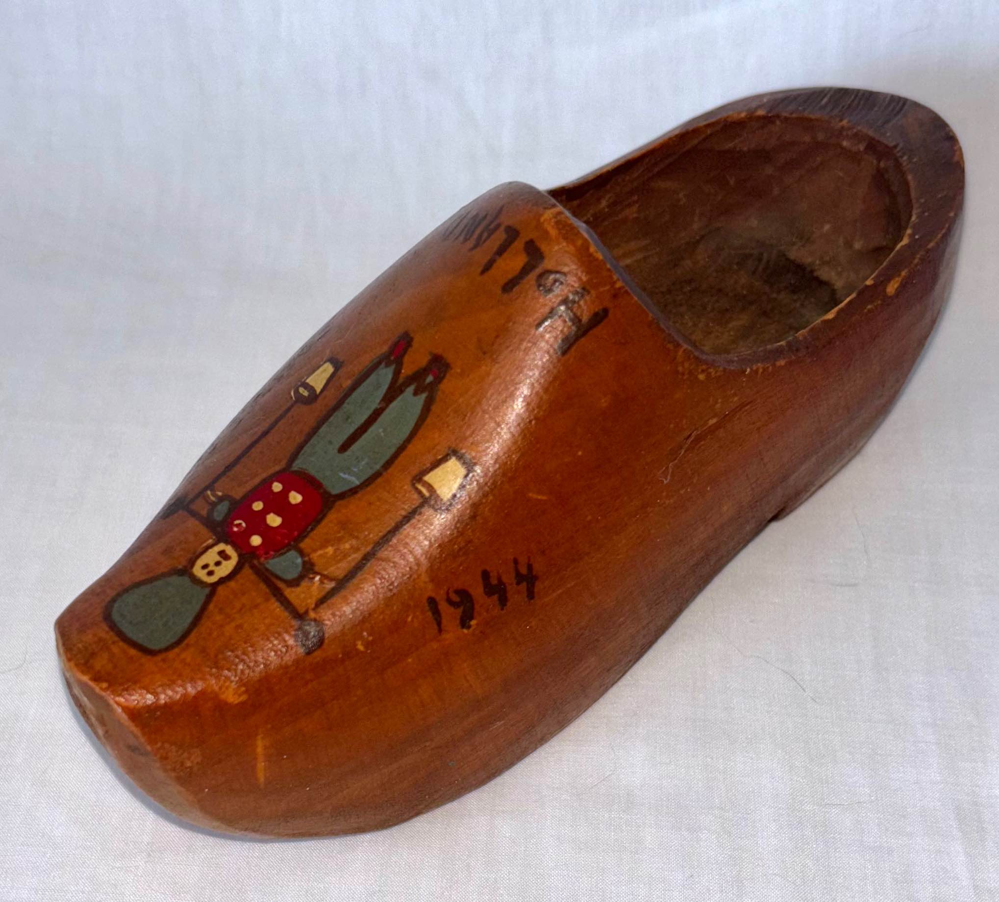 Vintage Dutch WW2 Carved Wooden Shoe Holland 1944 Souvenir Wood Clog ...