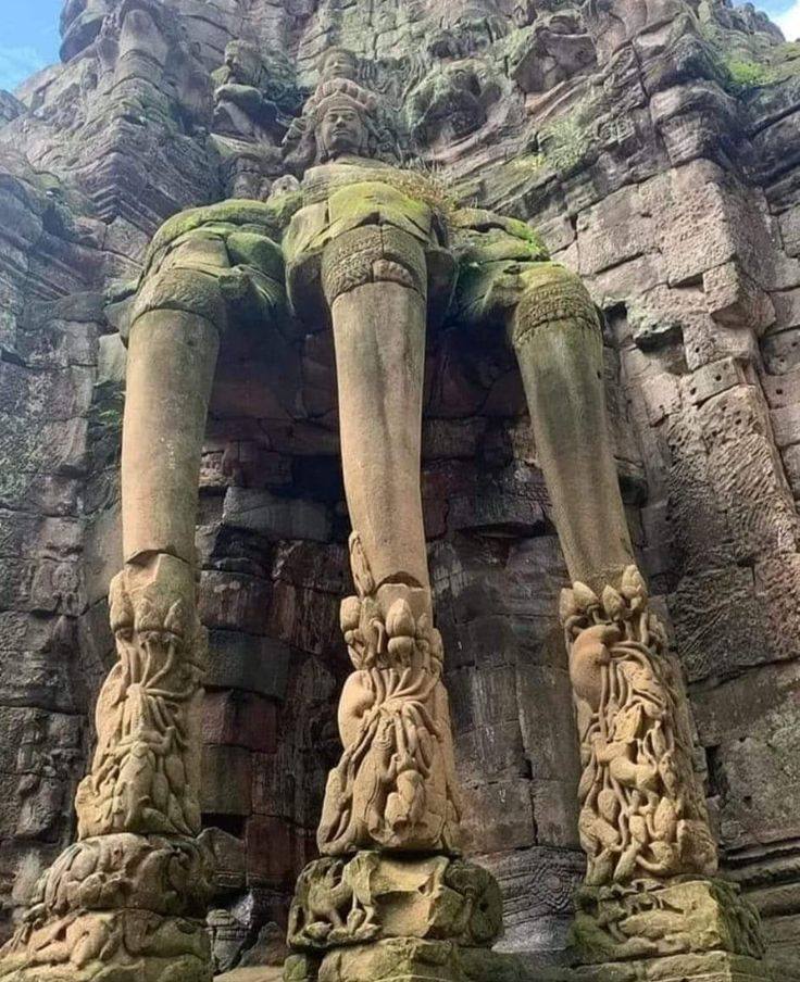 Indra carved on his elephant in a Khmer temple. What is the name