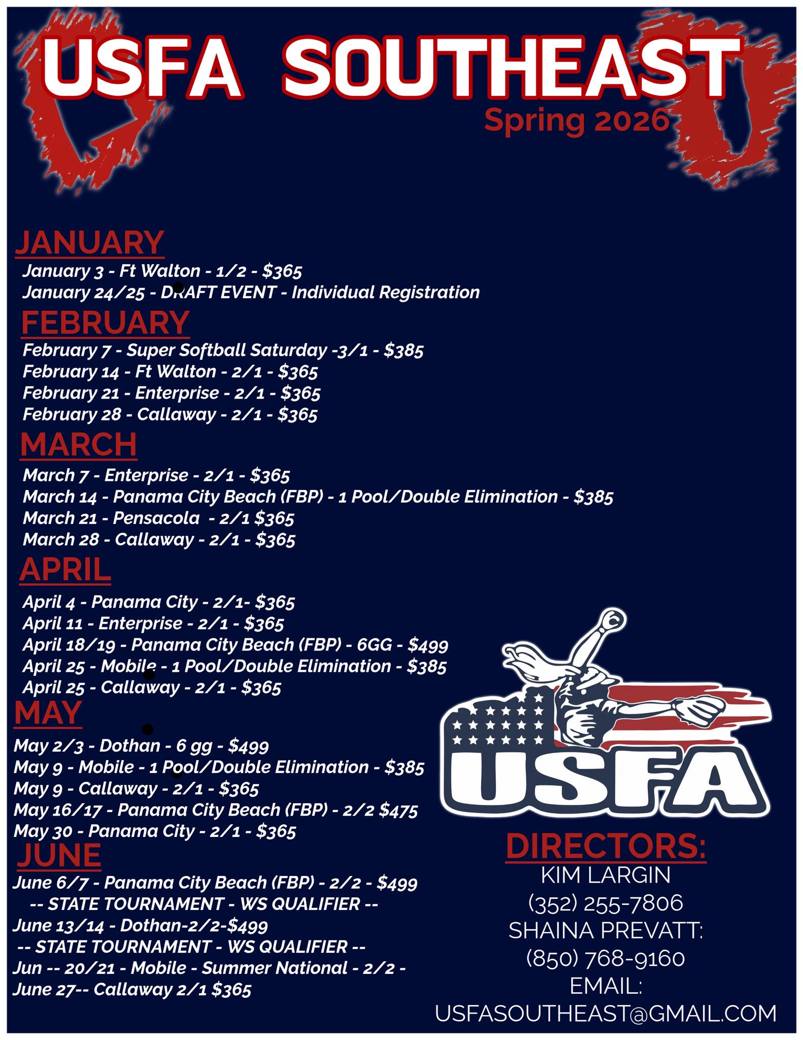 USFA Southeast - 🔥 Our 2026 Spring Schedule is LIVE! 🔥... | Facebook