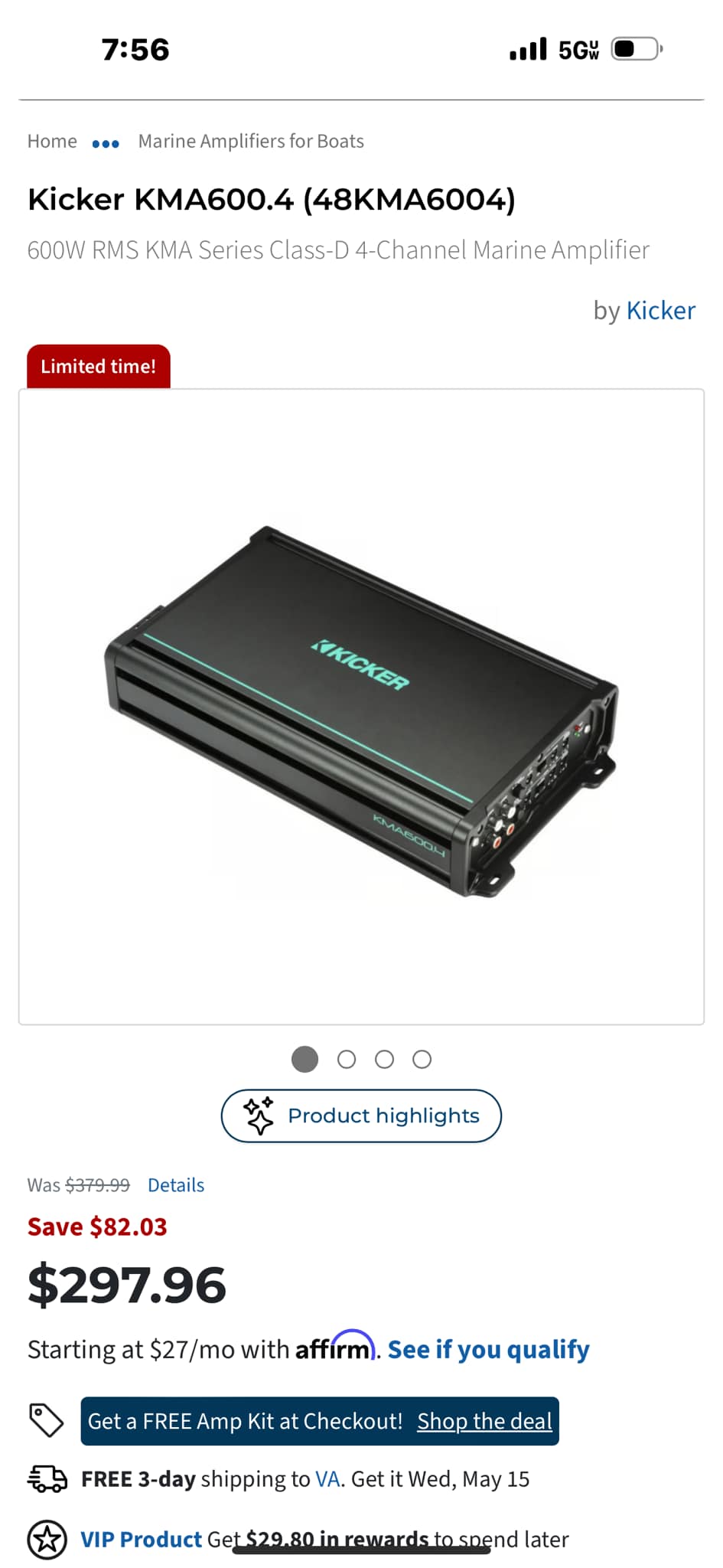 Kicker CXA360.4 4-Channel Car Amplifier - 360 Watts RMS - CX Series Full Range Amp (46CXA3604) 5 thumbnail image