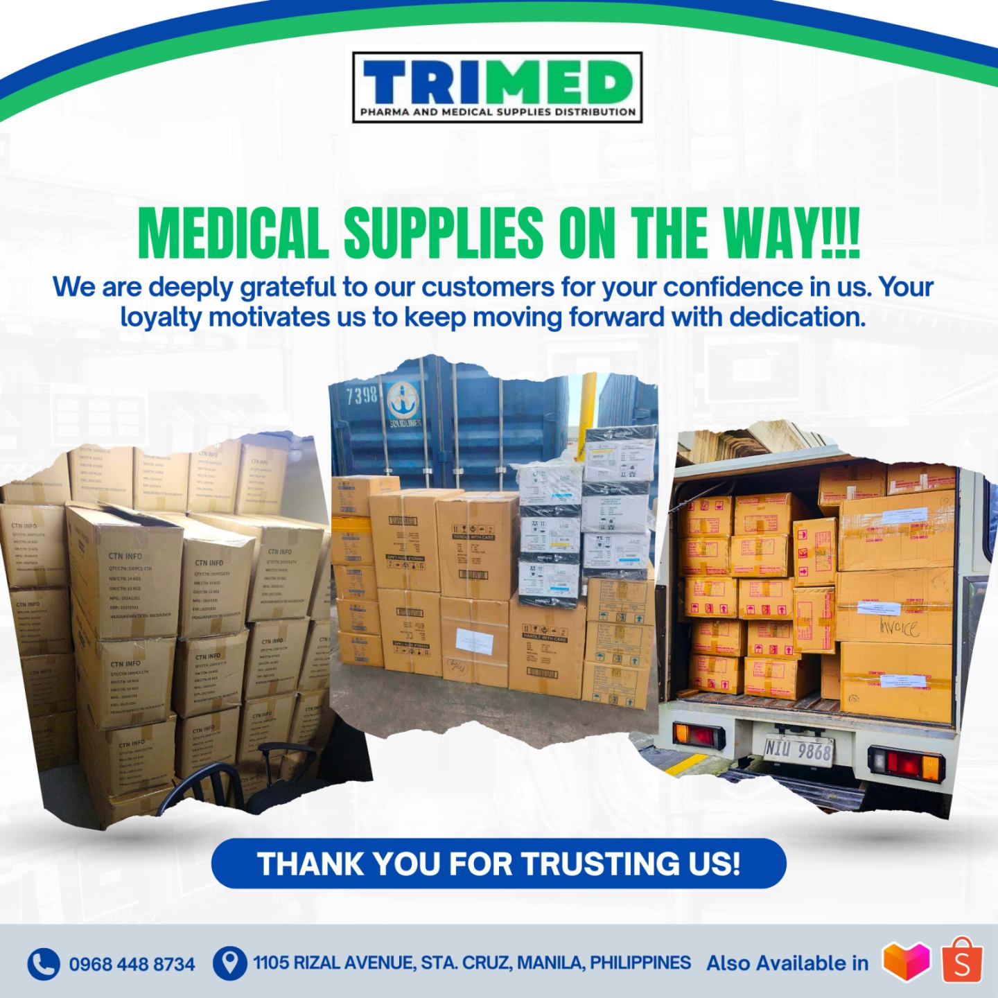 Trimed - 🚚💙 𝐌𝐞𝐝𝐢𝐜𝐚𝐥 𝐒𝐮𝐩𝐩𝐥𝐢𝐞𝐬 𝐎𝐧 𝐭𝐡𝐞 𝐖𝐚𝐲! Every order we prepare and ...