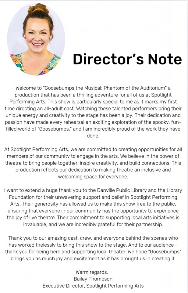 📖 Director's Notes from Bailey... - Spotlight Performing Arts