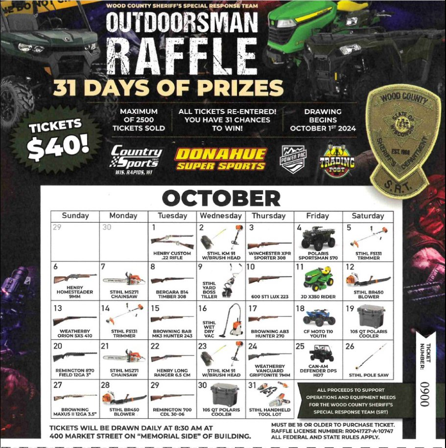 Wood - Last chance to get your raffle tickets! The raffle drawings ...