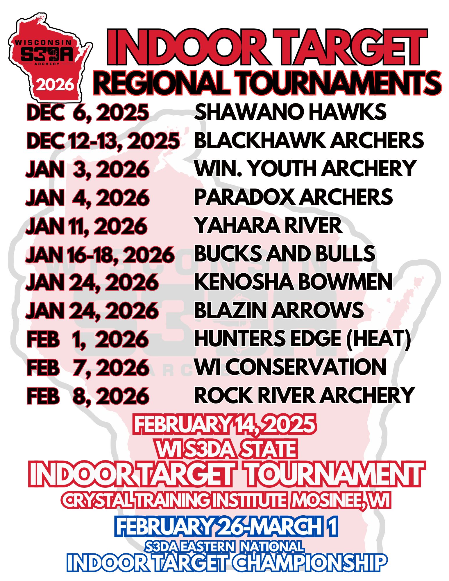 Wisconsin - We are excited to announce the 2026 WI S3DA Indoor Target ...