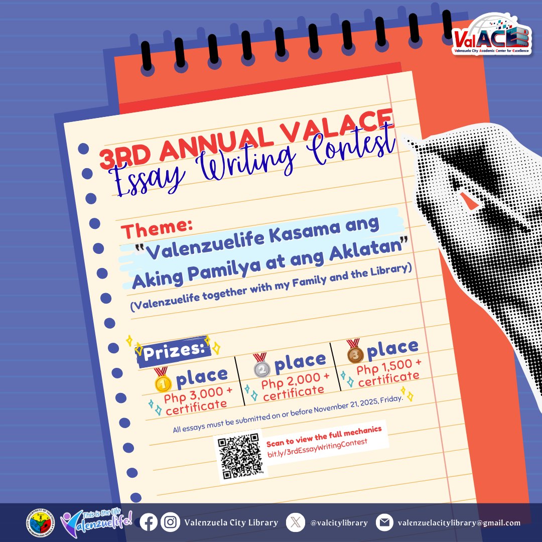 Join the 𝟯𝗿𝗱 𝗔𝗻𝗻𝘂𝗮𝗹 𝗩𝗮𝗹𝗔𝗖𝗘 𝗘𝘀𝘀𝗮𝘆... - Valenzuela City Library | Facebook