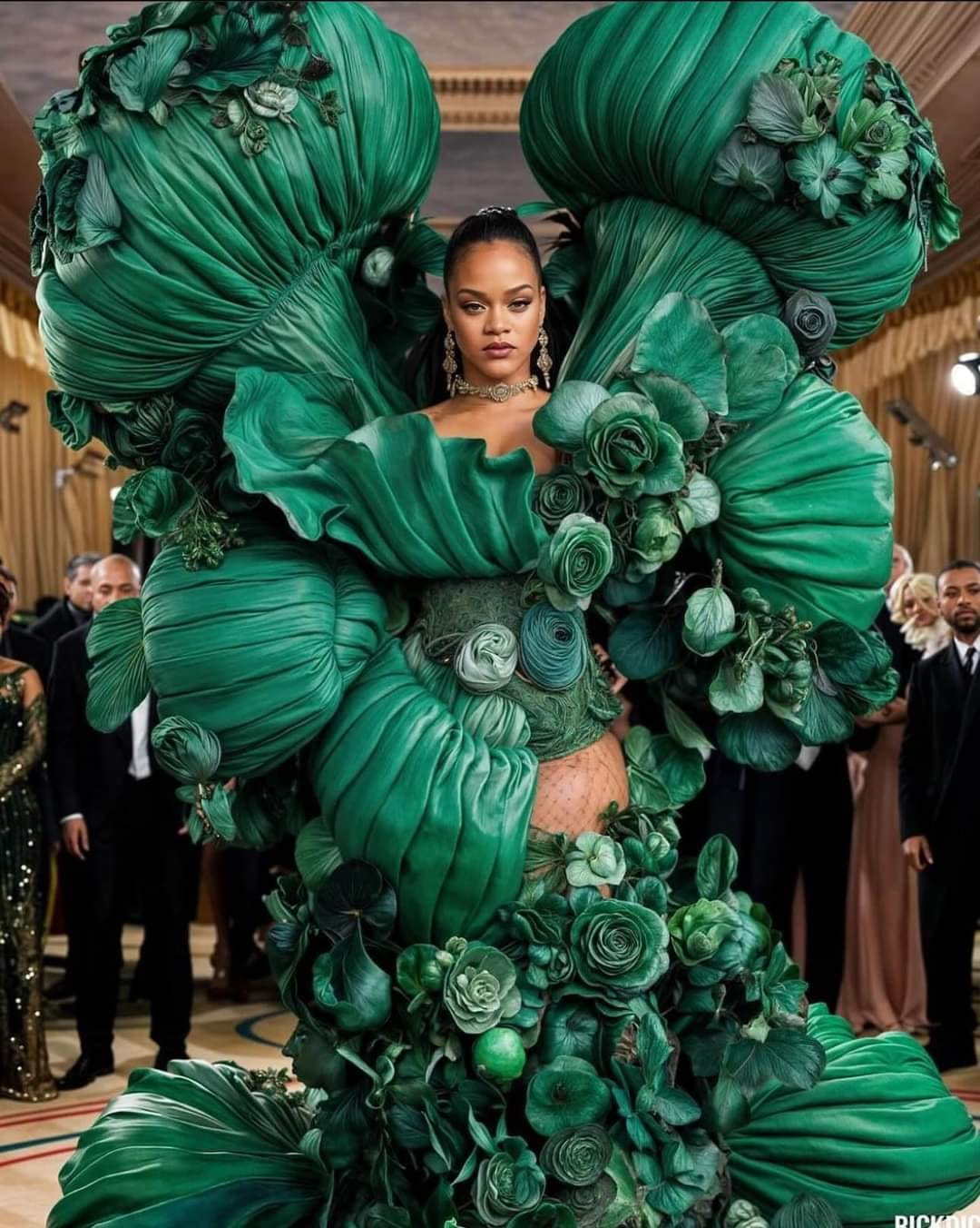 rihanna met gala 2024 green dress at the 2024...AI generated christmas dresses