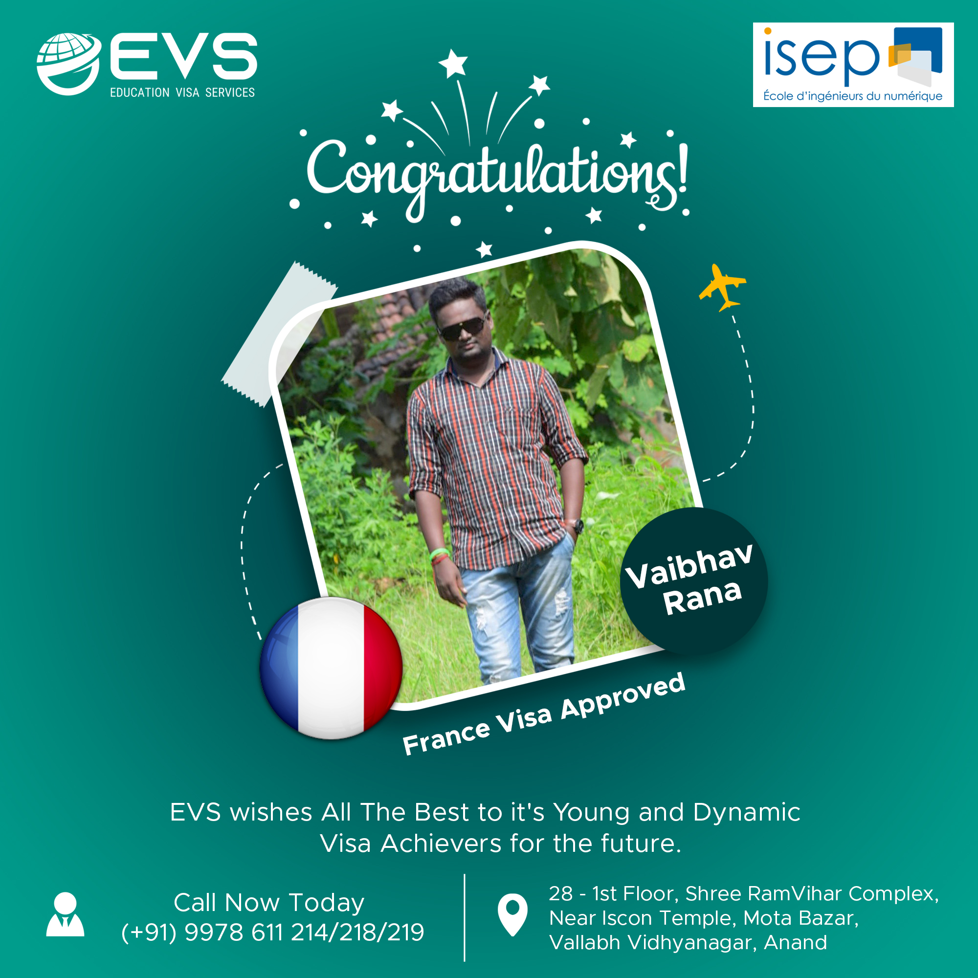 Congratulations to Vaibhav... - EVS - Education Visa Services