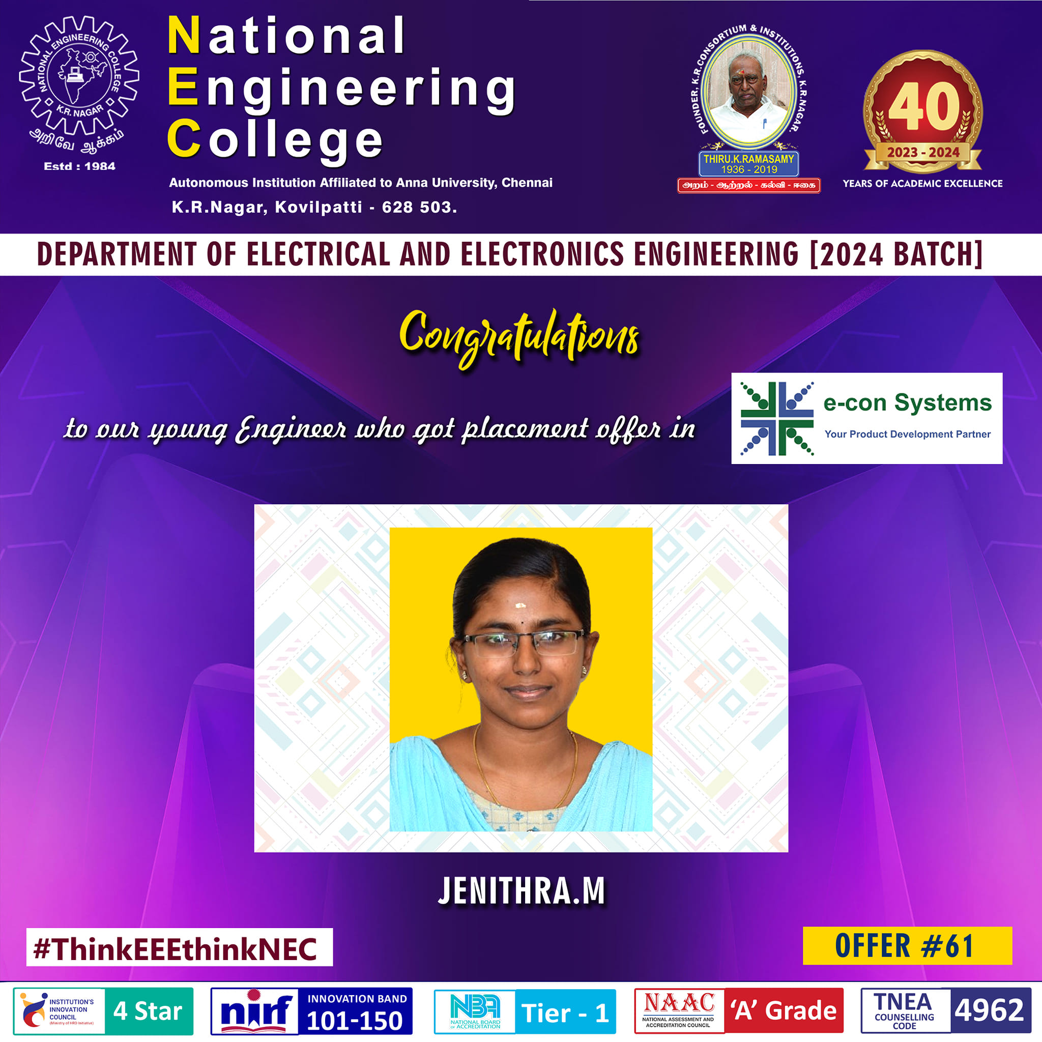 Hearty... - Department of EEE at National Engineering College | Facebook