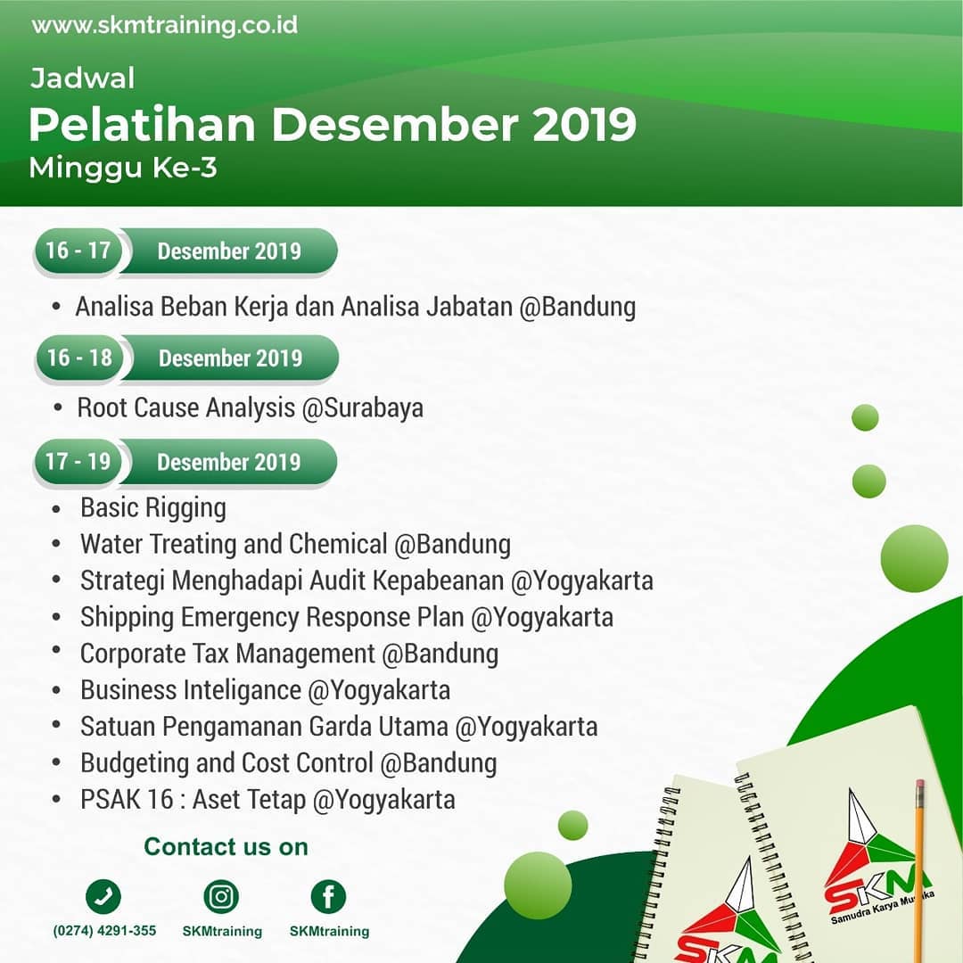 UPDATE JADWAL PELATIHAN ️ Desember... - SKM Training Jogja