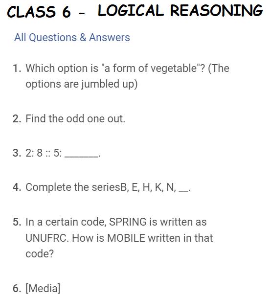 Olympiad exam Preparation | Class 6 - Logical Reasoning | Facebook