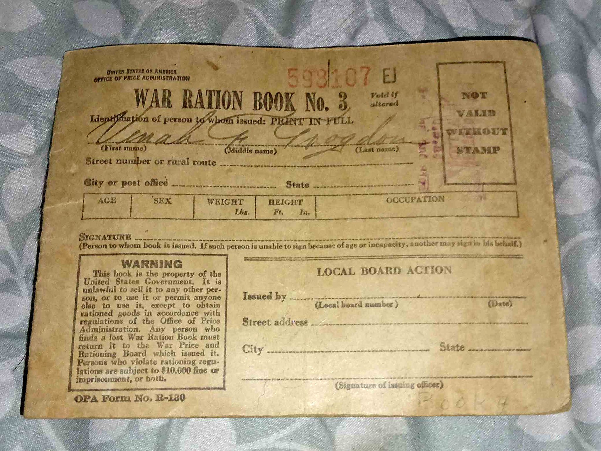 1943 Food Ration Book - Letters & Correspondences - Tilton, Illinois ...