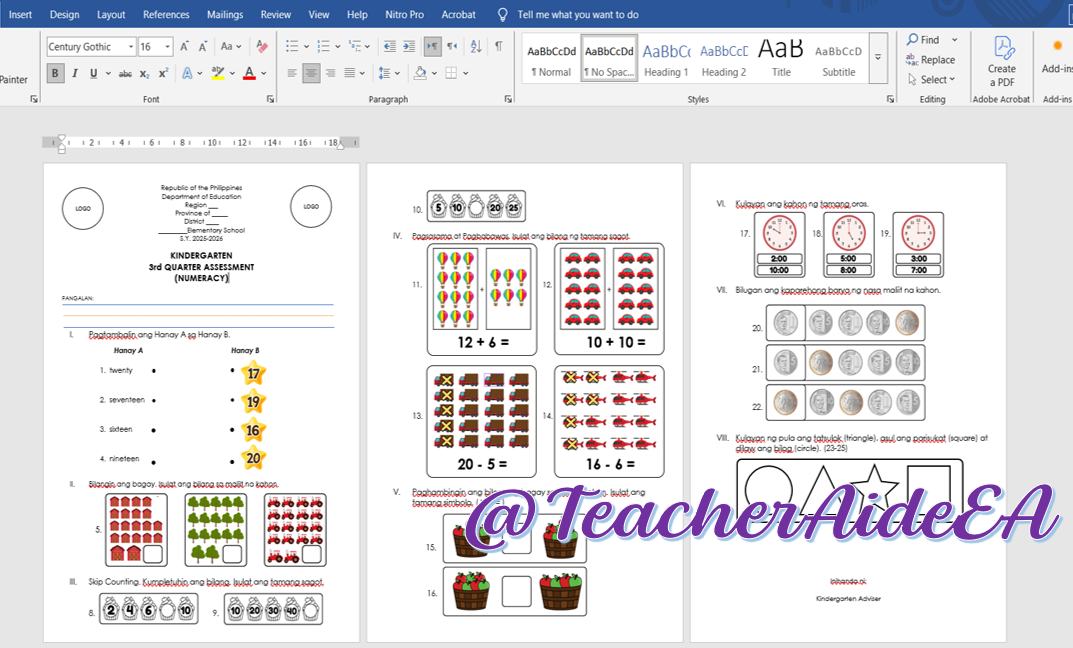 Teacher Aide EA - 🌟QUARTER 3 EXAM FILE FOR KINDER🌟... | Facebook