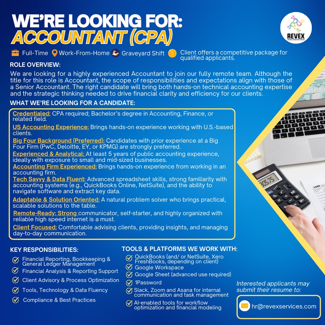 🔔 𝐖𝐄’𝐑𝐄 𝐋𝐎𝐎𝐊𝐈𝐍𝐆 𝐅𝐎𝐑:... - Revex Virtual Assistance Services | Facebook