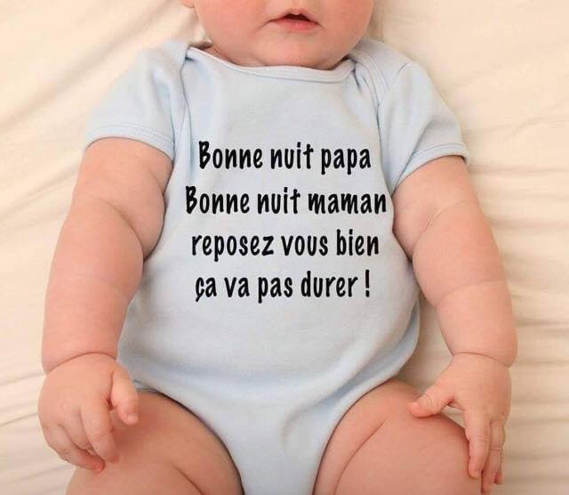 Body Bébé Tonton Ben - 'Bonne Nuit Maman, Bonne Nuit Papa' - Blanc - Fait Main En France