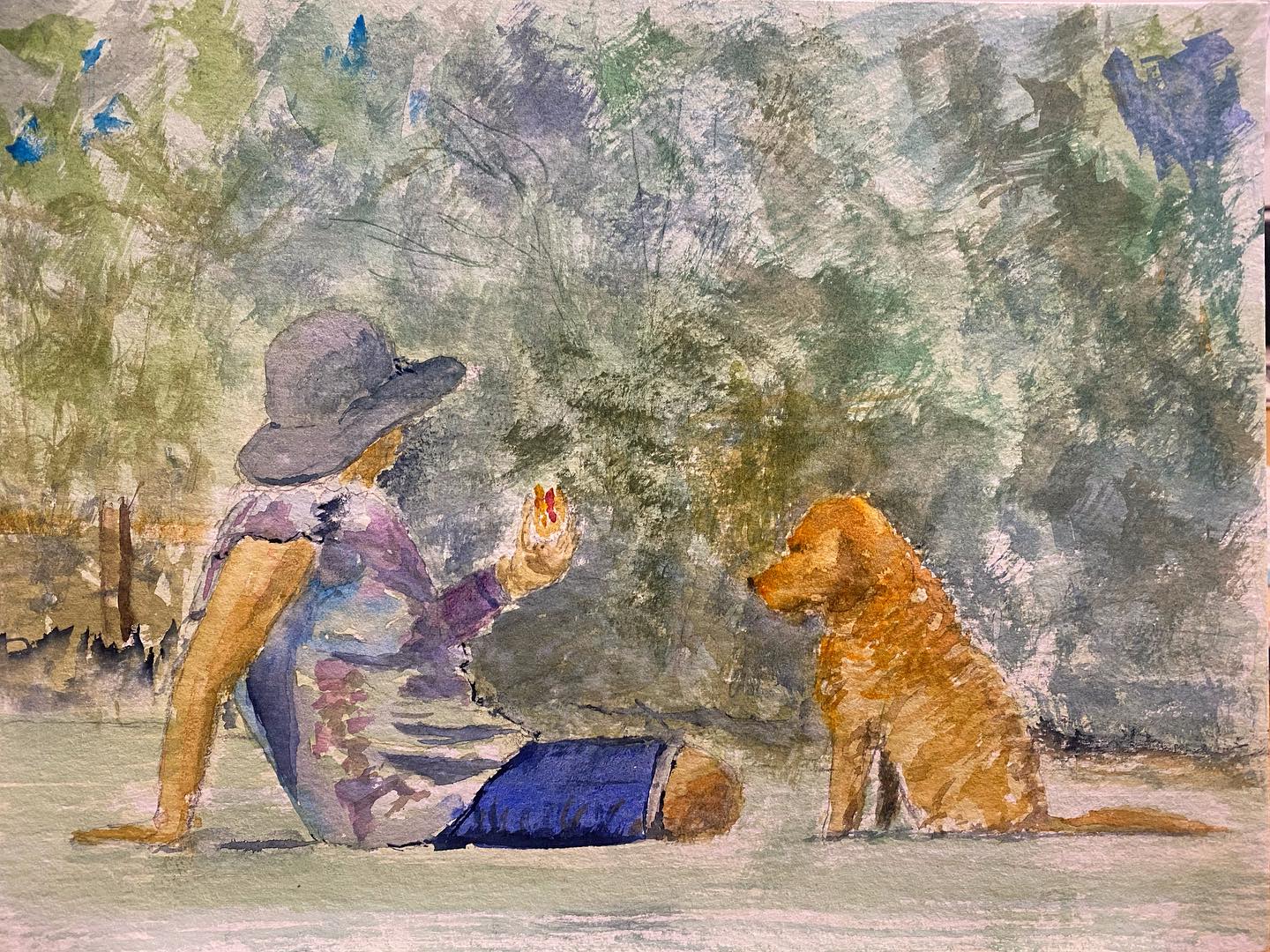 Marie Laurencin's watercolour Young Girl with Dog