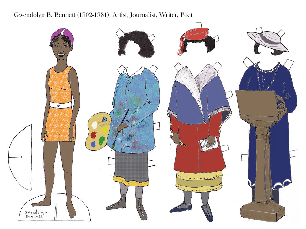 Gwendolyn Bennett paper doll for... - Lisa McElroy Art