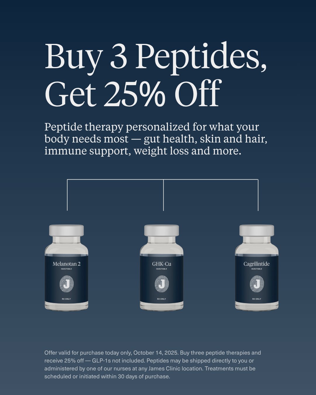 Peptides are tiny proteins are making a big impact in functional medicine, helping support healing, optimize hormones, improve immunity, and more. ⁠ ⁠ Get 25% when you purchase 3 Peptides, for one