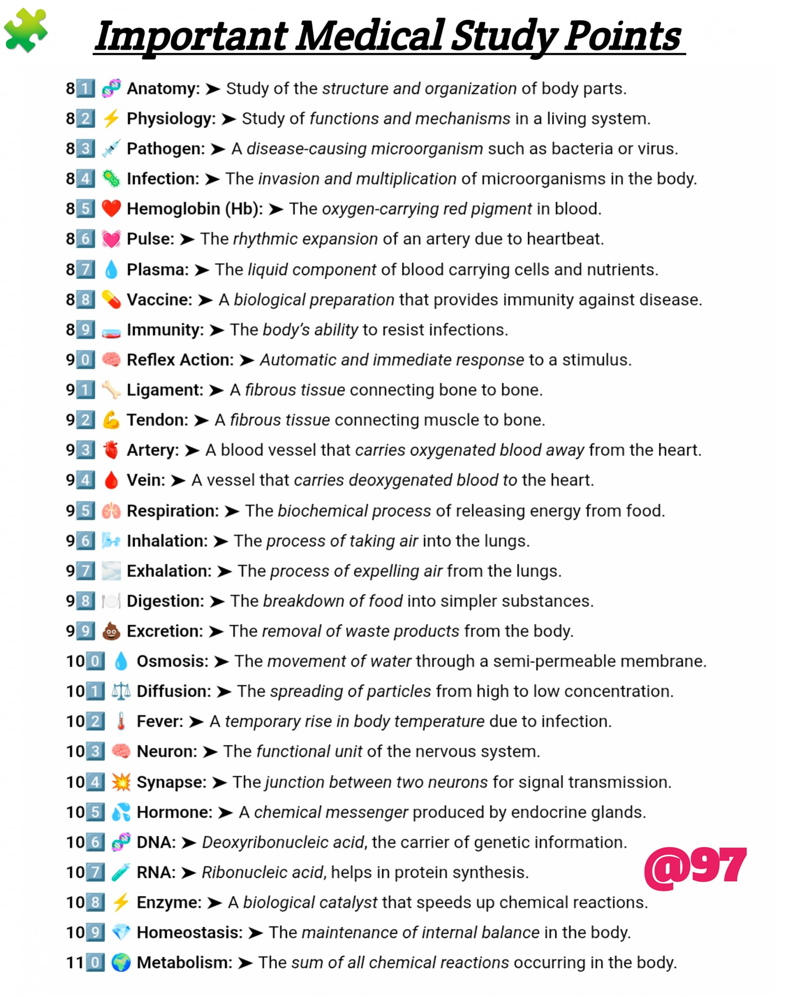 Important Medical Study Points ?