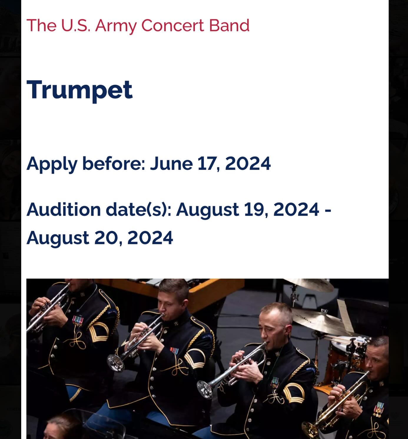 Military Trumpet Jobs | Washington D.C. DC