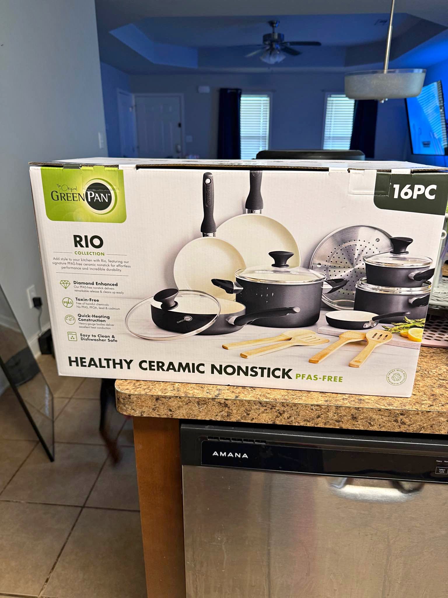 Brand New GreenPan Rio 16-Piece Cookware Set (Ceramic Nonstick ...