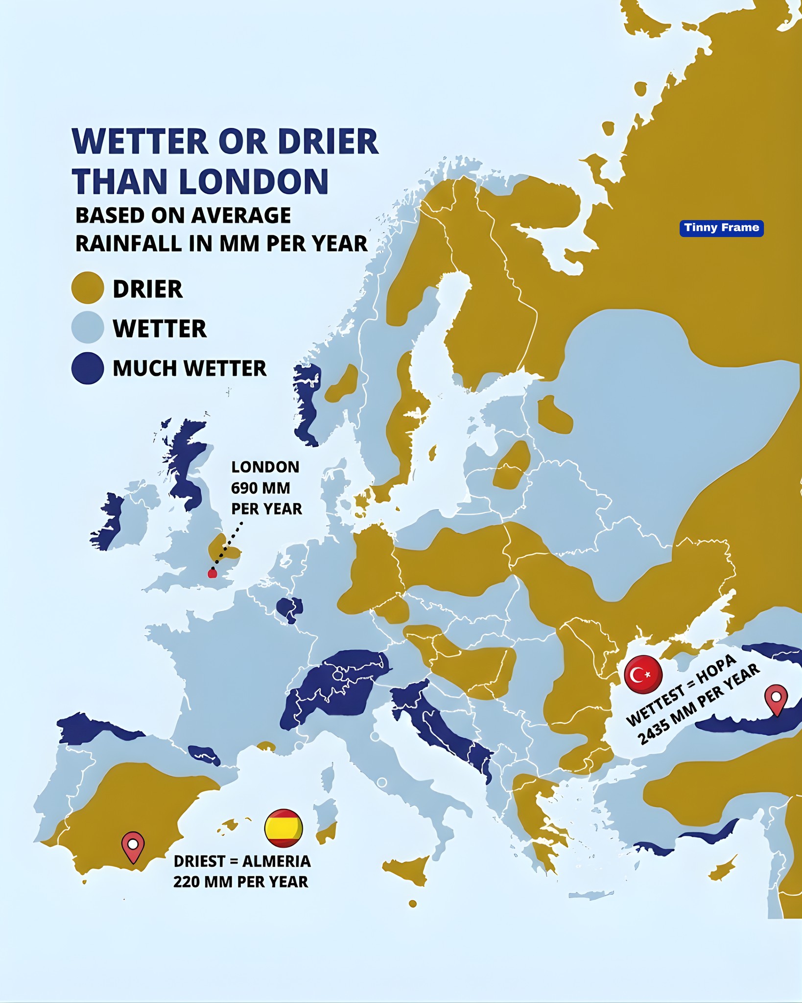 TinyFrame - Wetter or Drier Than London? Europe’s Rainfall Map Revealed ...