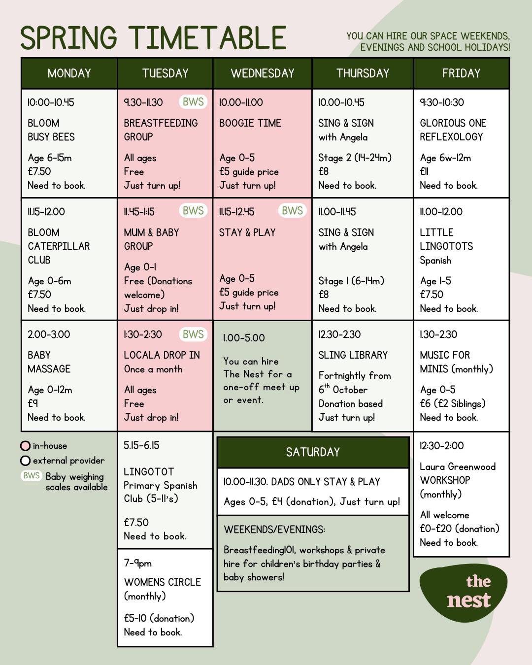 Here’s our 2026 Spring Timetable 🌿... - The Nest Holmfirth | Facebook
