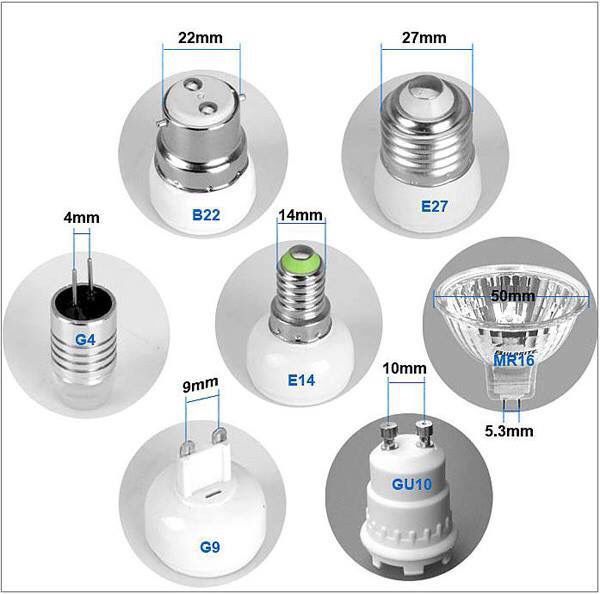 Electrician | Various types of light bulb bases, each designed for ...