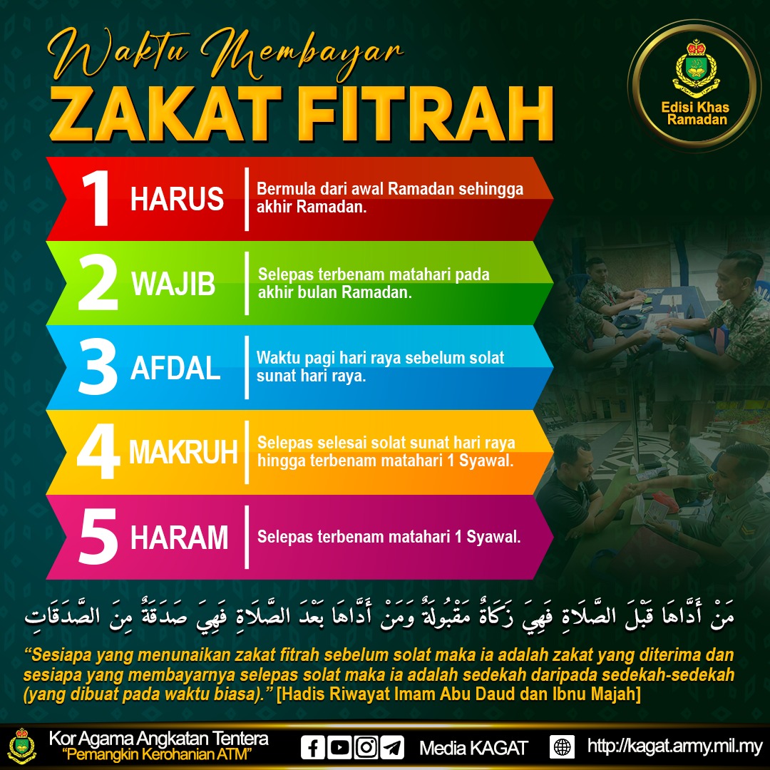 Media - 𝗪𝗔𝗞𝗧𝗨 𝗠𝗘𝗠𝗕𝗔𝗬𝗔𝗥 𝗭𝗔𝗞𝗔𝗧 𝗙𝗜𝗧𝗥𝗔𝗛 Zakat Fitrah ialah zakat diri yang ...