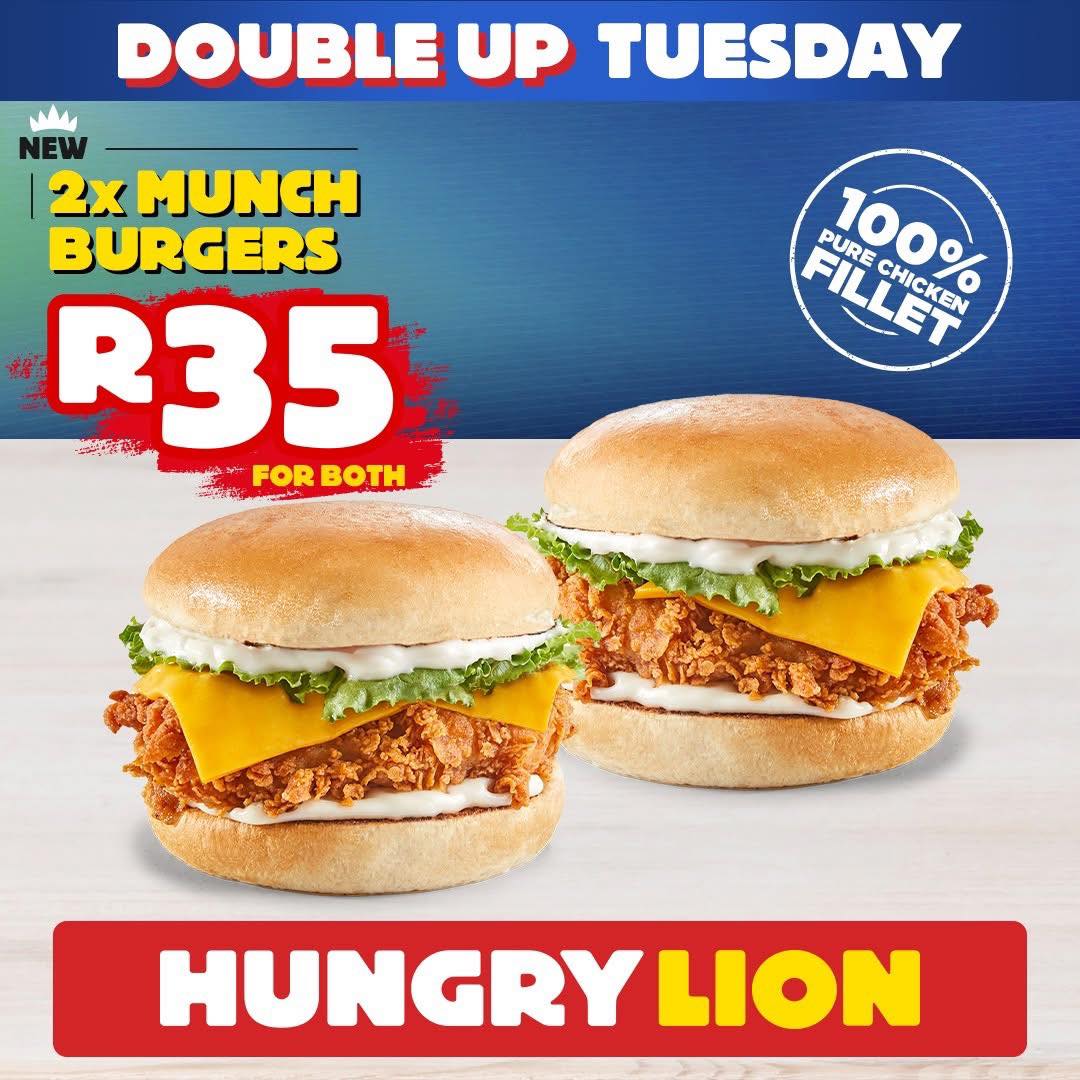Bizana - Tuesday = twice the flavour. 😋 2 Munch Burgers for only R35 ...