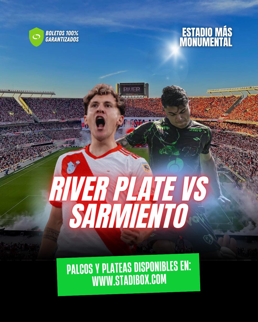 Stadibox - 🏟️RIVER PLATE vs SARMIENTO 📍 Estadio Más monumental Palcos y ...