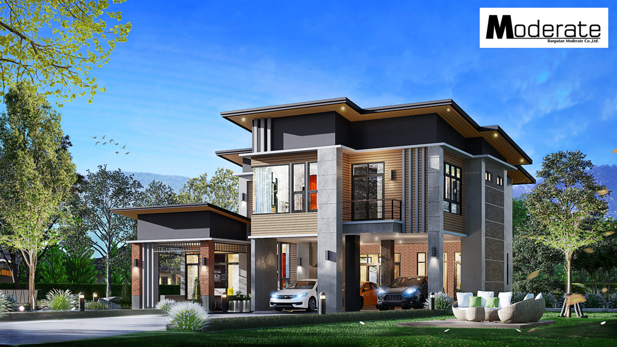 แบบบ้านโมเดิร์น Modern-บ้านป่าตาลโมเดอเรท
